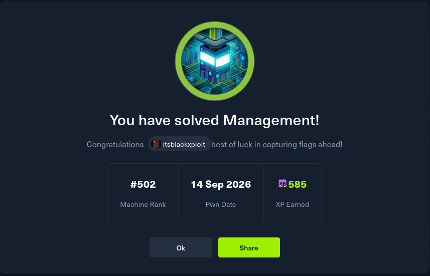 Management completion