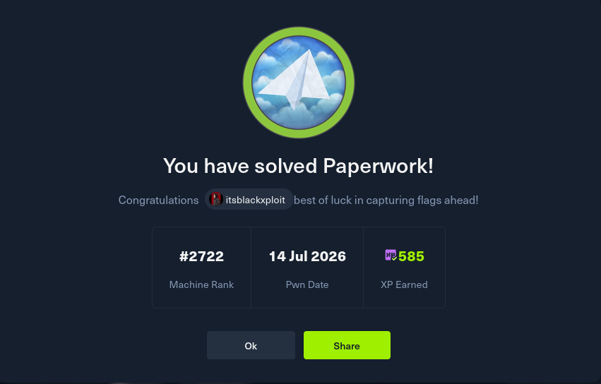 Paperwork completion